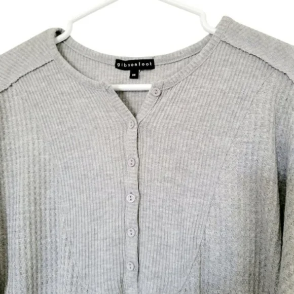 GIBSON Look NWOT Babydoll long sleeve sweater,  waffle fabric, very oversize - Picture 2 of 5